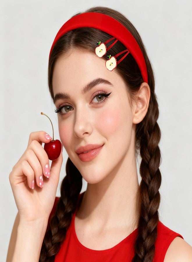 Ajcotahm 8Pcs Apple Hair Clips, Cute Fruit Hair Barrettes Kawaii Decorative Hair Accessories for Women Girls (Red and Green) - Image 5